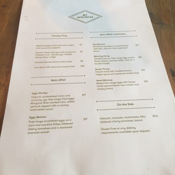 My Mistress Cafe - Menu - Cafes Near Me - Clayfield, QLD