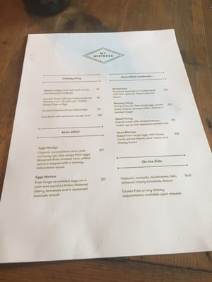 Menu photo 2 My Mistress Cafe Clayfield, QLD