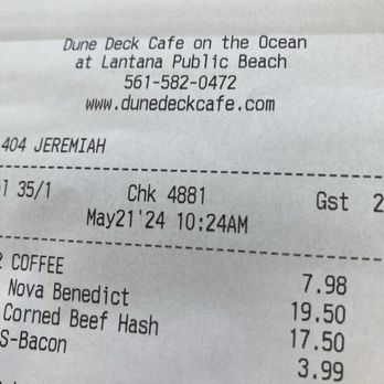 The Dune Deck Cafe - Good prices.  Only cash - Breakfast & Brunch Near Me - Lantana, Florida