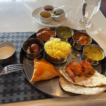 India House - Chicken Thali (I already ate the papadam). - Indian Near Me - Portland, Oregon India House - Chicken Thali (I already ate the papadam). - Indian Near Me - Portland, Oregon