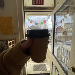 Zero Day Coffee - Front door and my chai!