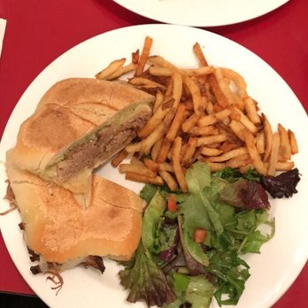 CAFÉ LULUc - Pressed pulled pork w/ fontina cheese and roasted garlic aioli served with fries and salad - French Near Me - Brooklyn, New York CAFÉ LULUc - Pressed pulled pork w/ fontina cheese and roasted garlic aioli served with fries and salad - French Near Me - Brooklyn, New York