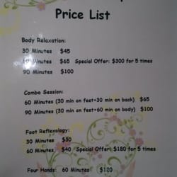 Y Y Foot Spa - Prices! They don't currently have a Web address, so I hope this helps!