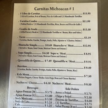 Carnitas Michoacan - Most recent updated menu. You can't go wrong with the 1lb de carnitas! - Mexican Near Me - SAN BERNARDINO, California Carnitas Michoacan - Most recent updated menu. You can't go wrong with the 1lb de carnitas! - Mexican Near Me - SAN BERNARDINO, California