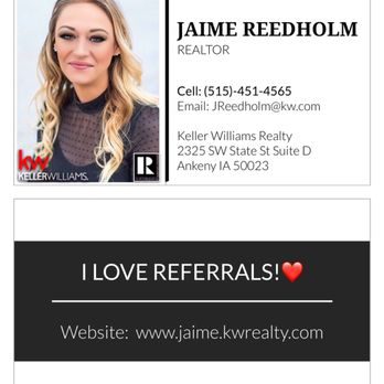 Jaime Reedholm -Keller Williams Realty - Digital Business Card - Real Estate Agents Near Me - Ankeny, Iowa Jaime Reedholm -Keller Williams Realty - Digital Business Card - Real Estate Agents Near Me - Ankeny, Iowa