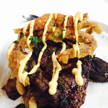 Corndance Tavern - Bison ribeye w/soft shell crab on top - Bars Near Me - Mishawaka, Indiana Corndance Tavern - Bison ribeye w/soft shell crab on top - Bars Near Me - Mishawaka, Indiana