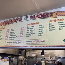 Romo's Market - Menu with prices (9/26/22)