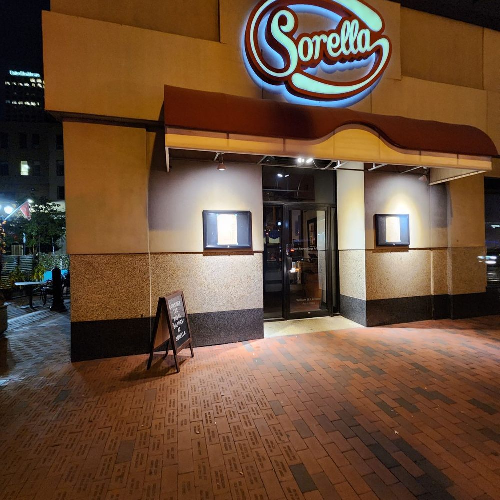 Sorella - the entrance to a restaurant at night - Pizza Near Me - Hartford, Connecticut Sorella - the entrance to a restaurant at night - Pizza Near Me - Hartford, Connecticut