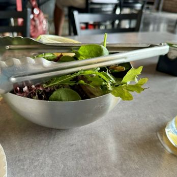 Rickety Cricket Brewing - House salad in a metal bowl with metal tongs. Fresh and tasty. - Pizza Near Me - Kingman, Arizona