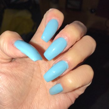 Classy Nails & Spa - "Coffin" nails I paid $28 for acrylics with nail polish. - Nail Salons Near Me - Pomona, California