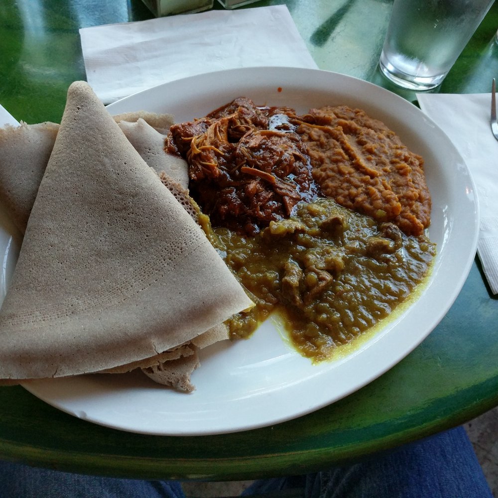 Cafe Desta - Lentils, spicy chicken, and beef with flatbread - Coffee & Tea Near Me - Tucson, Arizona