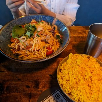 Reckless Noodle House - Hokkien wok noodle, and a side of the turmeric coconut lemongrass rice - Noodles Near Me - Denver, Colorado Reckless Noodle House - Hokkien wok noodle, and a side of the turmeric coconut lemongrass rice - Noodles Near Me - Denver, Colorado