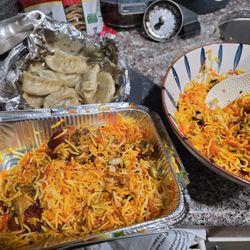Indian Street Food - Chicken momo, and chicken biryani