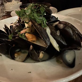 Maison Pickle - Moules A La Moutarde- tender and sweet in a light broth so delicious - Cocktail Bars Near Me - New York, New York Maison Pickle - Moules A La Moutarde- tender and sweet in a light broth so delicious - Cocktail Bars Near Me - New York, New York