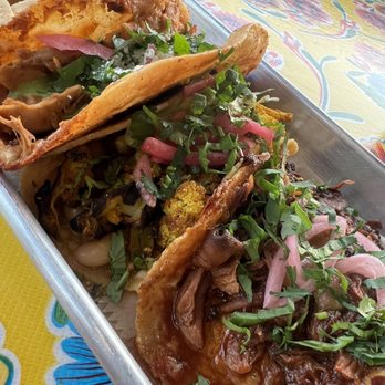 Saucy Chick Indi-Mex Eatery - Taco trio- birria, cauliflower, chicken pibil - Indian Near Me - Pasadena, California