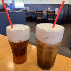 Wild Goats: Fresh & Funky Fine Diner - Fizz drinks one is the Blood Moon and the caramel cold brew the caramel one with chocolate