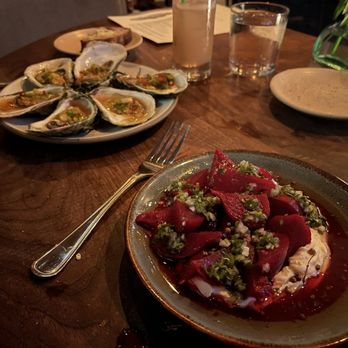 Oyster Club - Beets and roasted oysters - New American Near Me - Mystic, Connecticut Oyster Club - Beets and roasted oysters - New American Near Me - Mystic, Connecticut