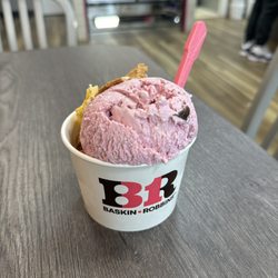 Baskin Robbins - Two scoops strawberry cheesecake and cherry jubilee