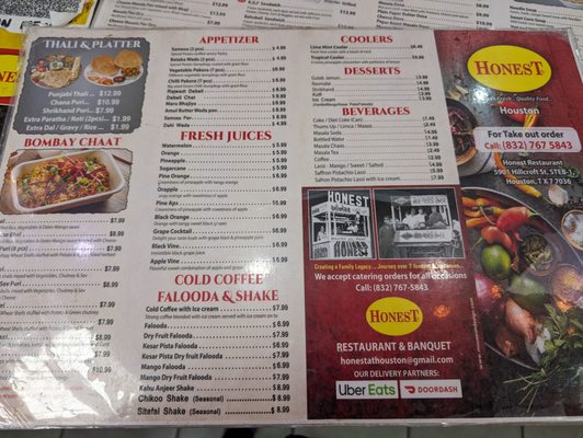 Menu photo 2 Honest Houston, TX