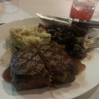 Leo's - New York Strip with mashed potatoes and balsamic brussel sprouts - Seafood Near Me - Grand Rapids, Michigan