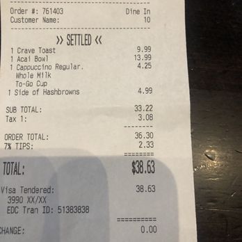 Crave Restaurant - Not cool to add 7% tip automatically. Didn't even give me itemized receipt until I asked for it. - Salad Near Me - Santa Ana, California Crave Restaurant - Not cool to add 7% tip automatically. Didn't even give me itemized receipt until I asked for it. - Salad Near Me - Santa Ana, California