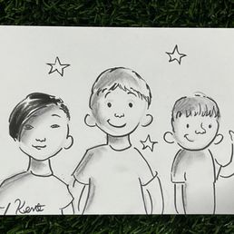 A caricature of my son and his friends from the artist they hired as a surprise bonus one day!