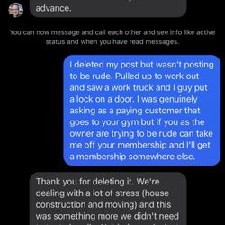 Anytime Fitness - The message from the owner that was very unprofessional and how he handled a basic post asking if his business was open