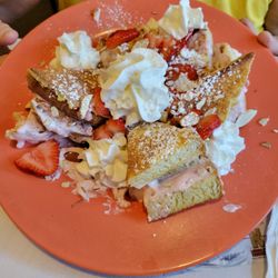 Nibbley's Cafe - Strawberry stuffed French toast Fabulous.