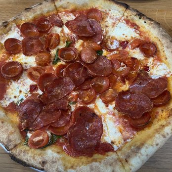 Wood Stack Pizza Kitchen - Metuchen - Diavolo with pepperoni - Pizza Near Me - Metuchen, New Jersey Wood Stack Pizza Kitchen - Metuchen - Diavolo with pepperoni - Pizza Near Me - Metuchen, New Jersey