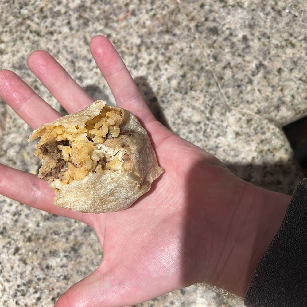 $16 El Gordo burrito after 2 bites. So small and bad it was hilarious. $16 El Gordo burrito after 2 bites. So small and bad it was hilarious.
