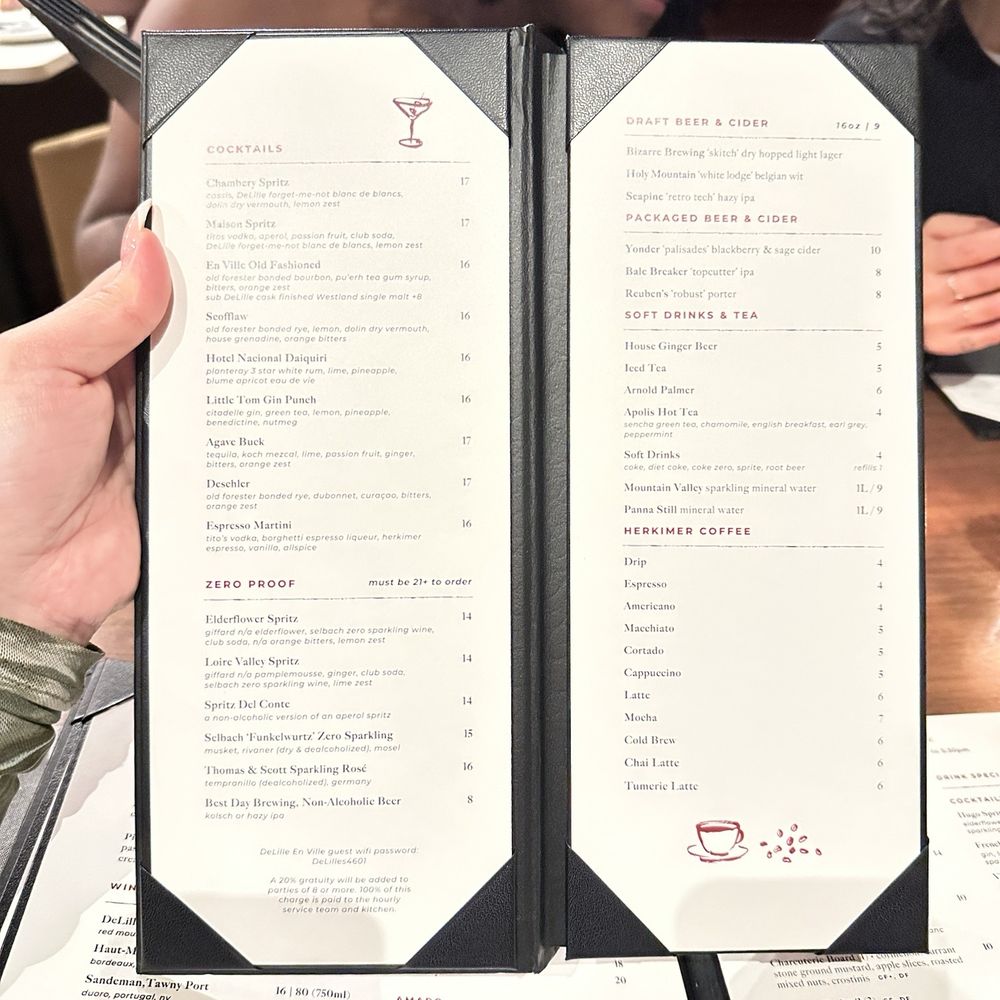 DeLille En Ville - Cocktail menu - Desserts Near Me - Seattle, Washington