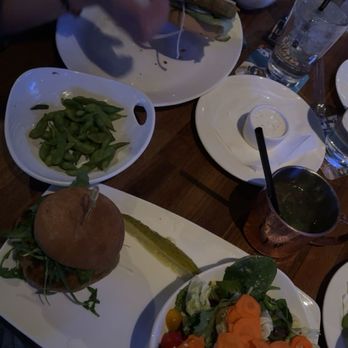Yard House - California Veggie Burger, GF Veggie Cheese Burger, Side salad, Mashed Potatoes, Moscow Mule, Chili Garlic Edamame - Bars Near Me - Glendale, Arizona Yard House - California Veggie Burger, GF Veggie Cheese Burger, Side salad, Mashed Potatoes, Moscow Mule, Chili Garlic Edamame - Bars Near Me - Glendale, Arizona
