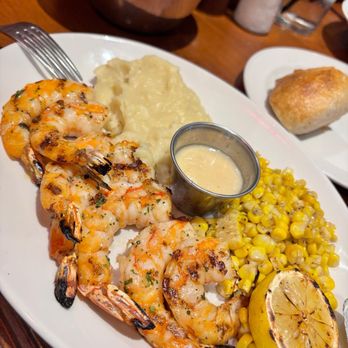 King's Fish House - Tempe - From the grill: Wild Mexican jumbo shrimp with a side of mashed potatoes and sweet corn - Seafood Near Me - Tempe, Arizona