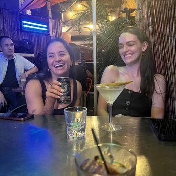 169 Bar - Pickle martinis and random man in the background - American Near Me - New York, New York