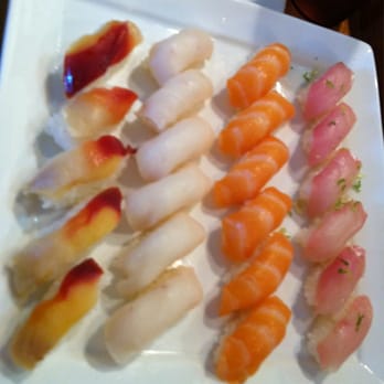 Hikaru Sushi - (column 1) Clam (column 2) White Tuna (column 3) Salmon (column 4) Yellowtail - Sushi Bars Near Me - Orangeburg, New York