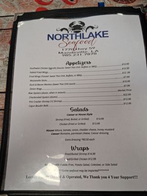 Menu photo 1 Northlake Seafood Mandeville, LA Menu photo 1 Northlake Seafood Mandeville, LA