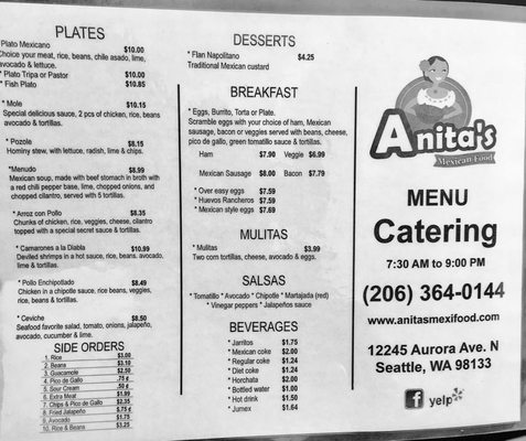 Menu photo 4 Anita's Mexican Food Seattle, WA Menu photo 4 Anita's Mexican Food Seattle, WA