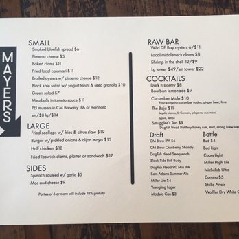 Mayer's Tavern - Menu. - Seafood Near Me - Cape May, New Jersey Mayer's Tavern - Menu. - Seafood Near Me - Cape May, New Jersey