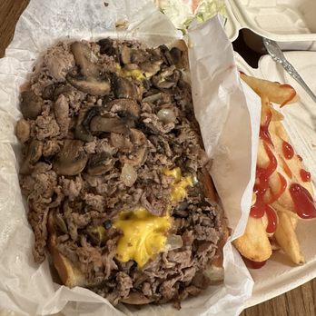 Bob's Hoagy Steaks - Double meat Mushroom steak sandwich with a side salad. - Sandwiches Near Me - Hayward, California Bob's Hoagy Steaks - Double meat Mushroom steak sandwich with a side salad. - Sandwiches Near Me - Hayward, California