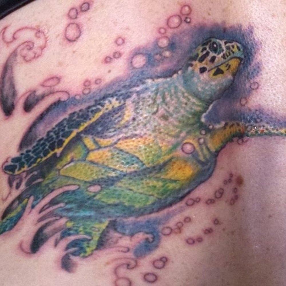 Witch Doctor Tattoo - Sea Turtle start of full back ocean tattoo - Tattoo Near Me Witch Doctor Tattoo - Sea Turtle start of full back ocean tattoo - Tattoo Near Me