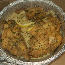 Chicken franchese with spaghetti