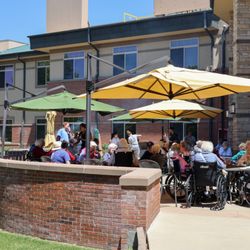 Lemay Avenue Health & Rehabilitation Facility - Large patio and courtyard dining space for residents and guests.