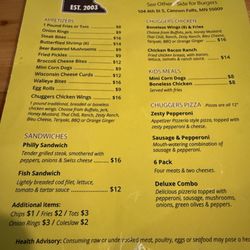 Chuggers Bar and Grill - Menu page 2