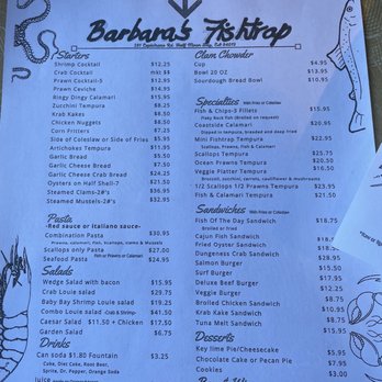 Barbara's Fishtrap - Menu - December 2021 - Seafood Near Me - Half Moon Bay, California