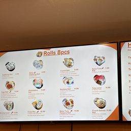 a menu on a wall