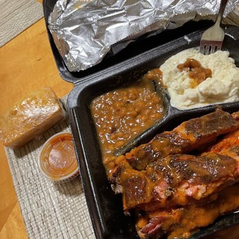 Jazzy's BBQ - Large Rib dinner, bbq beans, potato salad and corn bread. - Barbeque Near Me - Tampa, Florida Jazzy's BBQ - Large Rib dinner, bbq beans, potato salad and corn bread. - Barbeque Near Me - Tampa, Florida