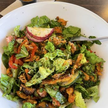 Mezza Mediterranean Grill - Fattoush salad with chicken shawarma added. - Mediterranean Near Me - Parker, Colorado