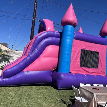 Jump Kids Party Rentals - Pink castle combo jumper with slide $245 - Bounce House Rentals Near Me Jump Kids Party Rentals - Pink castle combo jumper with slide $245 - Bounce House Rentals Near Me