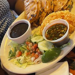 Pollo (Chicken ) Tacos de Birria Taco with rice and salad Pollo (Chicken ) Tacos de Birria Taco with rice and salad