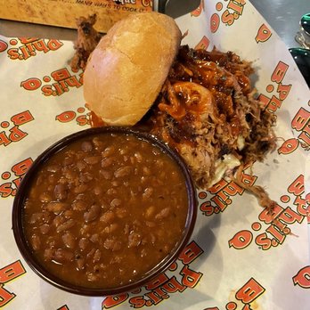 Phil's BBQ - BBQ Broham (Pulled Pork) with Sweet Baked Beans (Small) - Barbeque Near Me - San Diego, California Phil's BBQ - BBQ Broham (Pulled Pork) with Sweet Baked Beans (Small) - Barbeque Near Me - San Diego, California